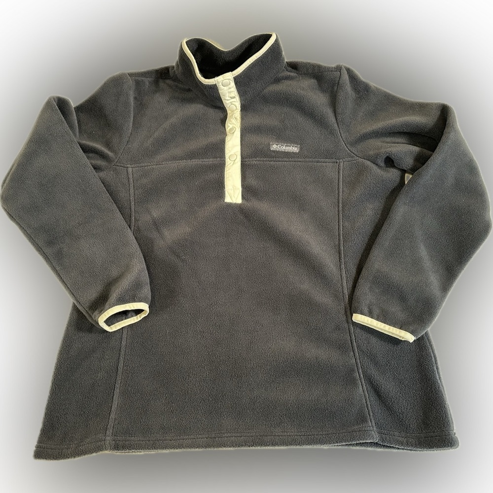 Columbia Black White Accents Pull Over 1/4 Button‎ Fleece Women's XL